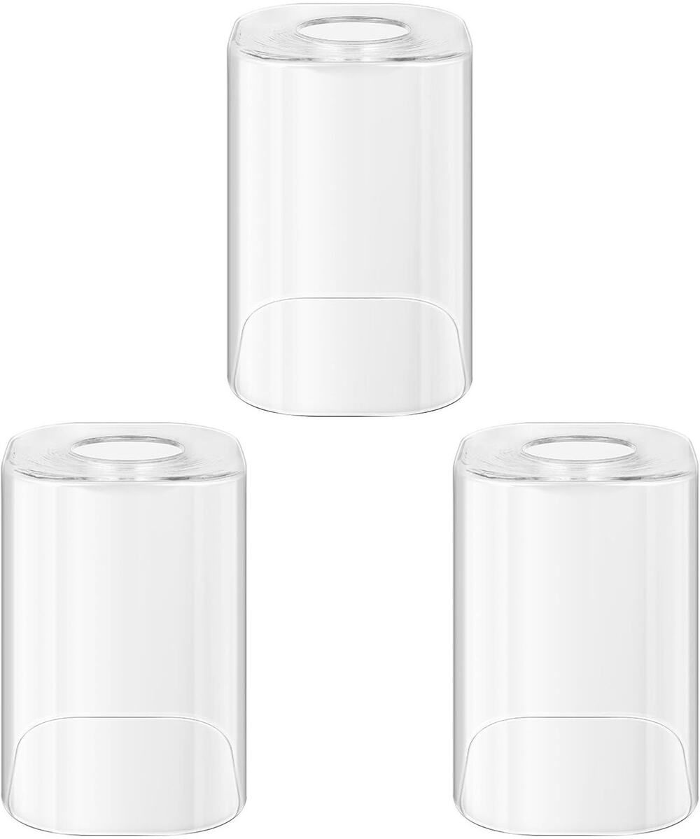 3-Pack Clear Square Glass Light Shade Replacements for Vanity & Wall Sconces